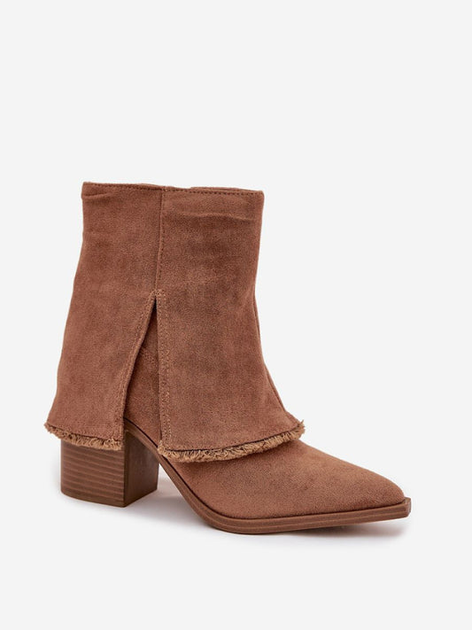 Botine cu toc Step in style, Model 219570, Maro - material piele artificiala piele Footbed pânză Înălţimea carâmbului 14 cm Înălţimea tocului 9 cm