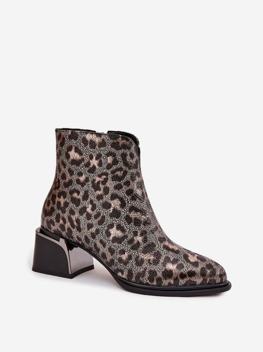 Botine cu toc Step in style, Model 219591, Multicolor - material piele naturala Căptușeală pătură de pantofi Footbed pătură de pantofi Înălţimea carâmbului 13 cm Înălţimea tocului 6 cm