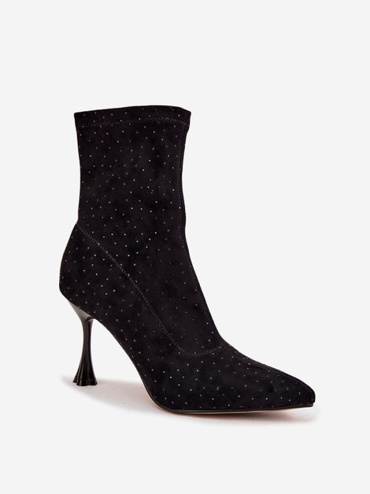 Botine cu toc Step in style, Model 220204, Negru - material piele artificiala piele Footbed pânză Înălţimea carâmbului 17 cm Înălţimea tocului 9 cm