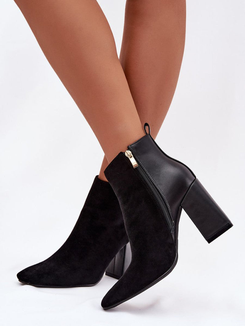 Botine cu toc Step in style, Model 221933, Negru - material piele artificiala piele + piele artificiala Footbed imitație de piele Înălţimea carâmbului 10.5 cm Înălţimea tocului 9.5 cm