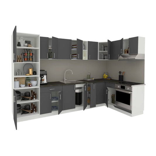 Set Bucatarie Colt haaus Karo V35, Antracit/Alb, Blat Thermo 28 mm, L 320 x 160 cm