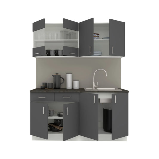 Set Bucatarie haaus Karo V8, Antracit/Alb, Blat Thermo 28 mm, L 160 cm