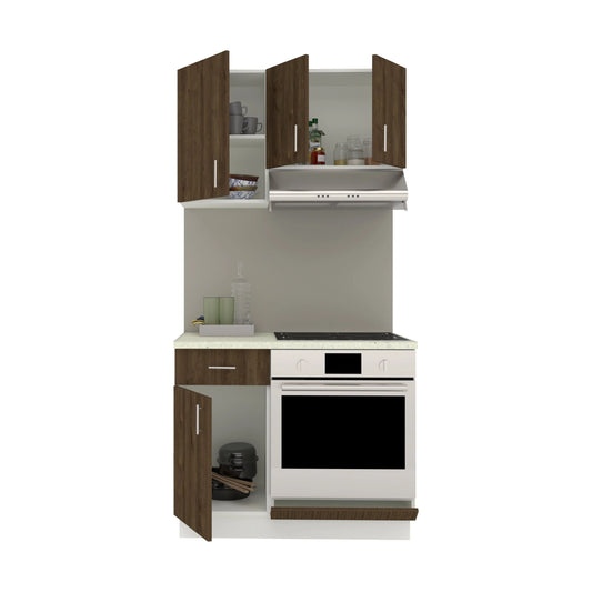Set Bucatarie haaus Karo V1, Stejar Bronz/Alb, Blat Thermo 28 mm, L 100 cm