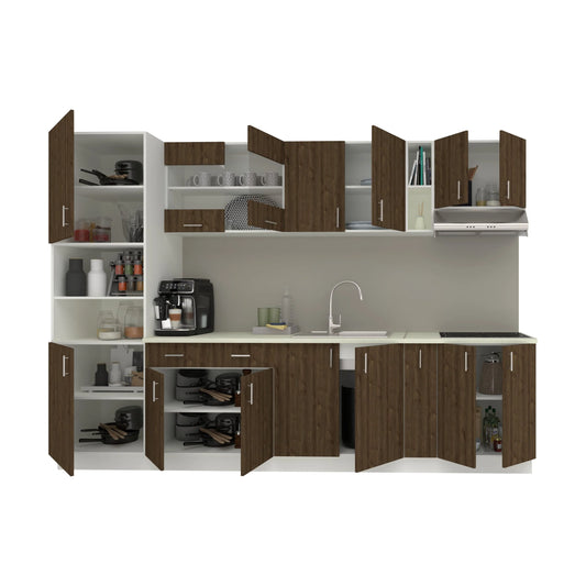 Set Bucatarie haaus Karo V26, Stejar Bronz/Alb, Blat Thermo 28 mm, L 300 cm