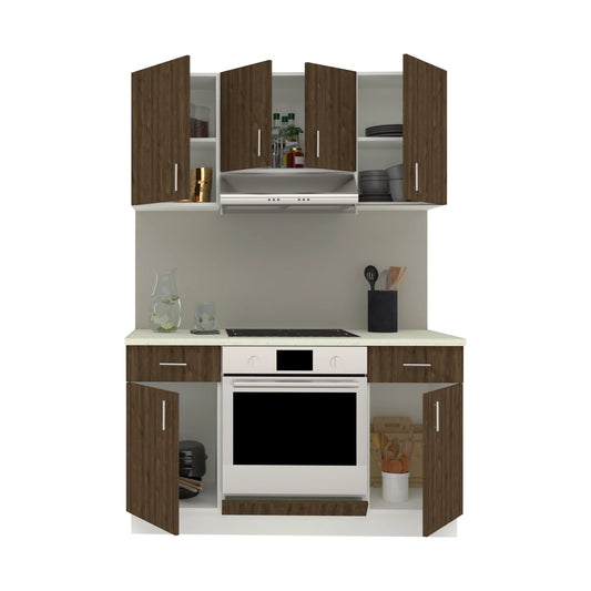 Set Bucatarie haaus Karo V5, Stejar Bronz/Alb, Blat Thermo 28 mm, L 140 cm