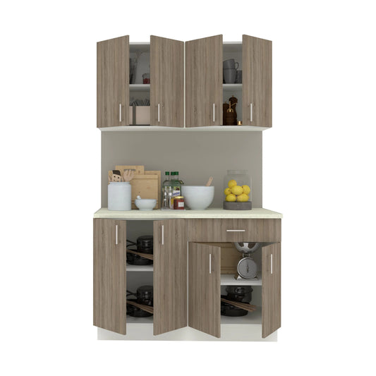 Set Bucatarie haaus Karo V2, Stejar Sonoma Inchis/Alb, Blat Thermo 28 mm, L 120 cm