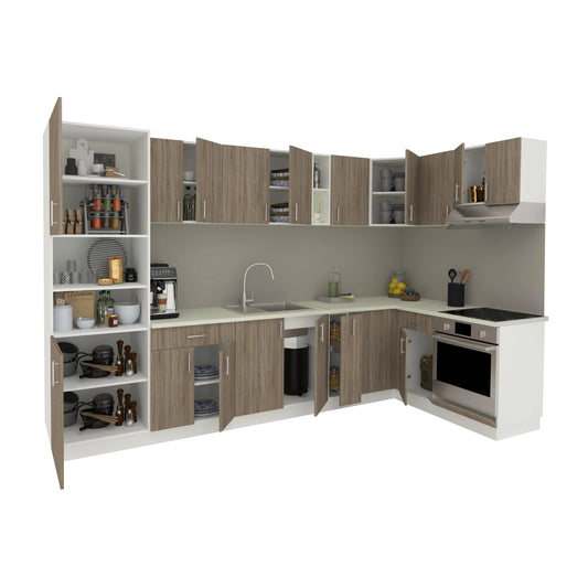 Set Bucatarie Colt haaus Karo V35, Stejar Sonoma Inchis/Alb, Blat Thermo 28 mm, L 320 x 160 cm