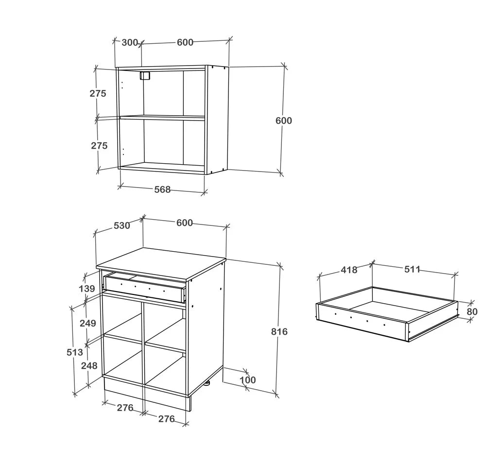 Set Bucatarie haaus Berna, Antracit/Alb, L 60 cm