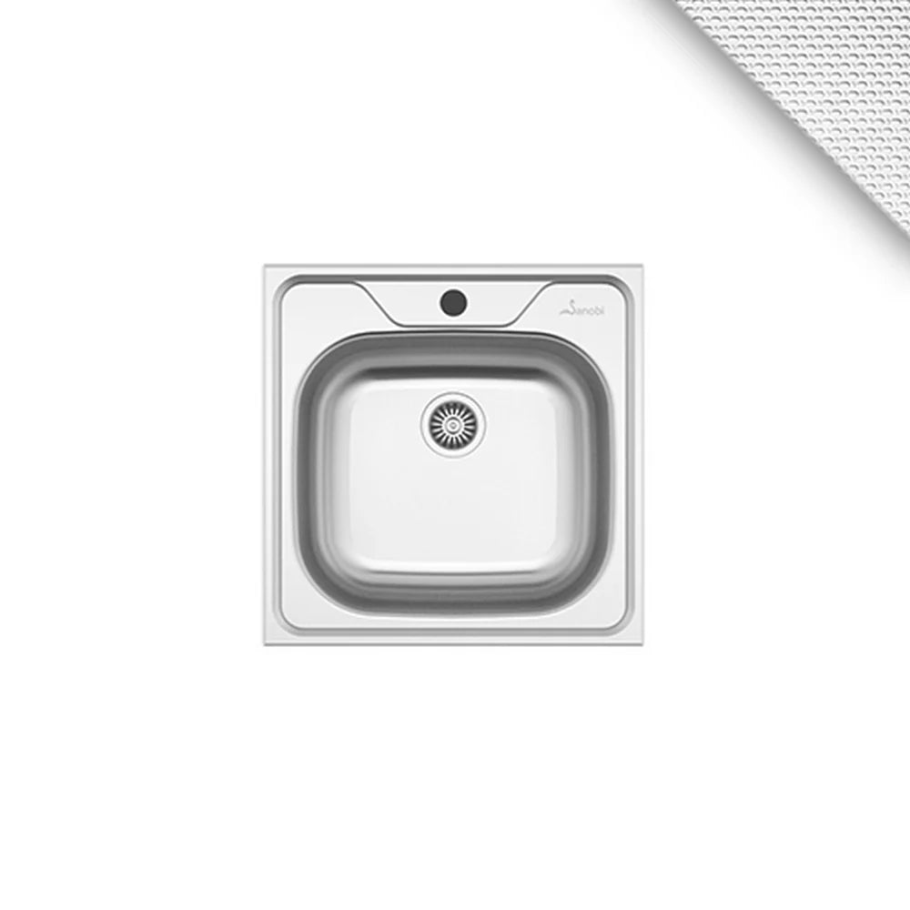 Chiuveta haaus Sanobi, 1 Cuva universala, Inox texturat, pe blat, 48 x 48 cm