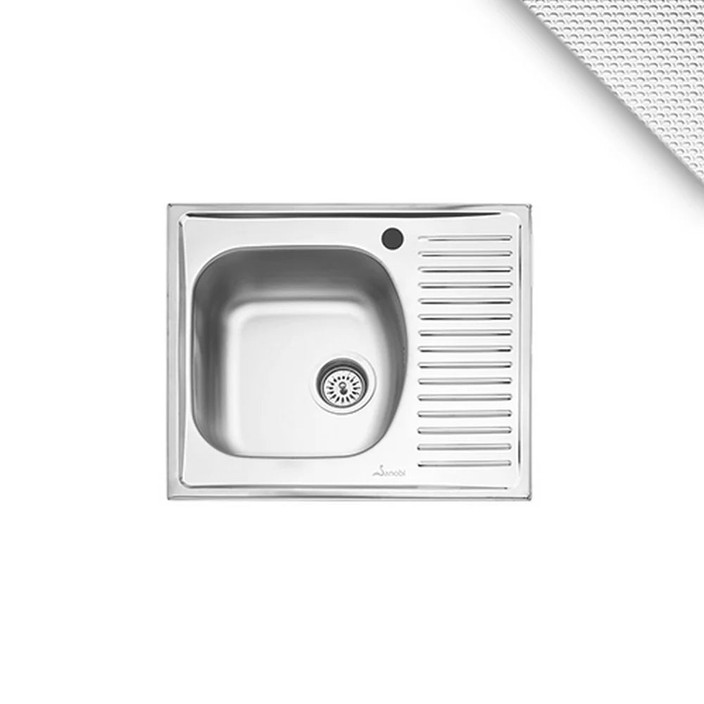 Chiuveta haaus Sanobi, 1 Cuva stanga, Inox texturat, pe blat, 58 x 51 cm