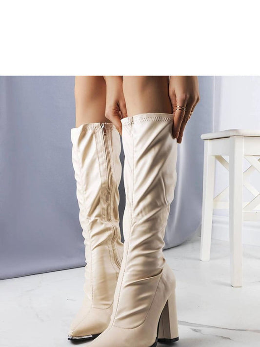 Cizme cu toc Solea, Model 204775, Bej - Înălţimea tocului 10,5 cm