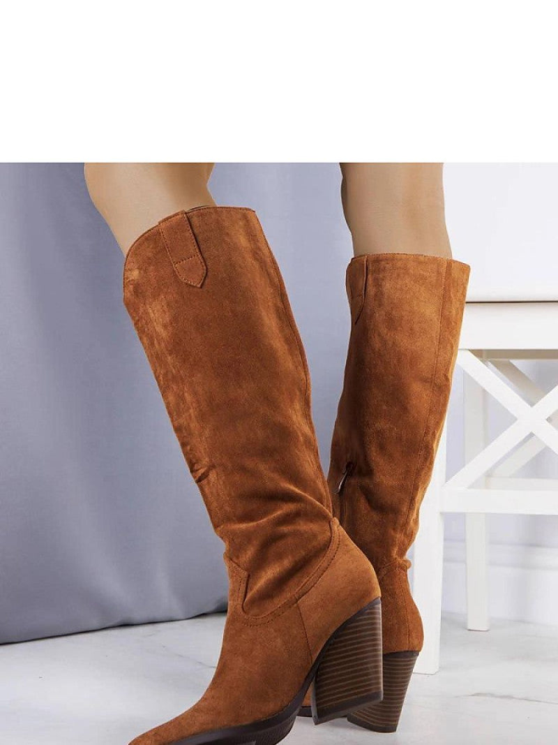 Cizme cu toc Solea, Model 204847, Maro - Înălţimea tocului 8,5 cm