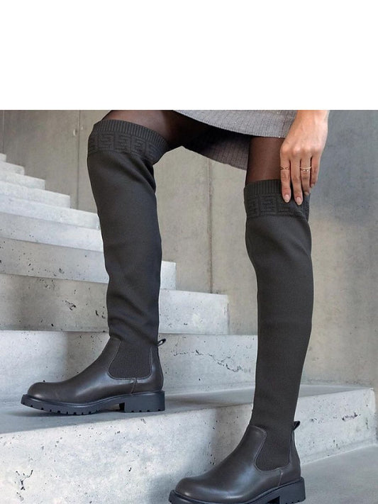 Cizme cu toc Solea, Model 206441, Verde - material pânză Înălţimea tocului 3,5 cm