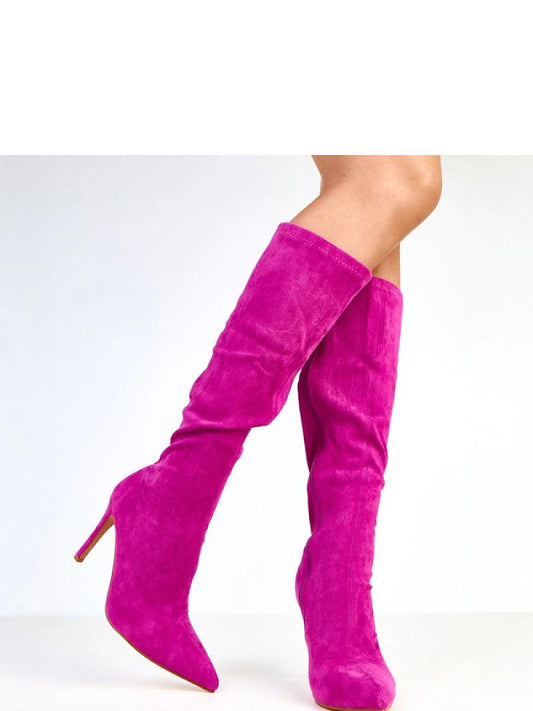 Cizme cu toc Solea, Model 218124, Roz - material piele artificiala piele Footbed pânză Înălţimea carâmbului 39 cm Înălţimea tocului 10.5 cm