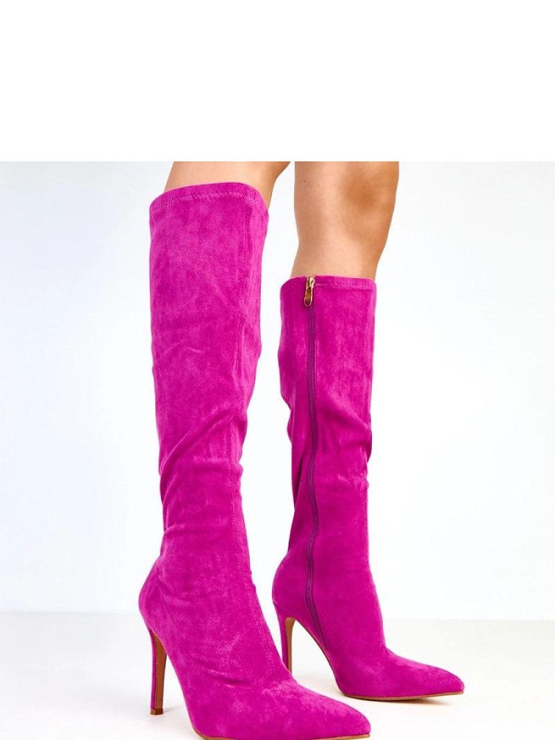 Cizme cu toc Solea, Model 218124, Roz - material piele artificiala piele Footbed pânză Înălţimea carâmbului 39 cm Înălţimea tocului 10.5 cm