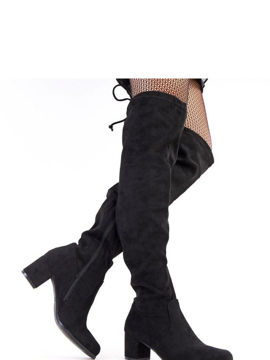 Cizme cu toc Solea, Model 218561, Negru - material piele artificiala piele Footbed pânză Înălţimea carâmbului 62 cm Înălţimea tocului 6 cm