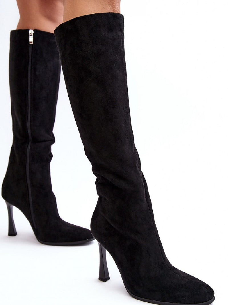 Cizme cu toc Step in style, Model 188529, Negru - material piele artificiala piele Căptușeală pătură de pantofi Footbed pătură de pantofi Înălţimea carâmbului 41 cm Înălţimea tocului 10.5 cm