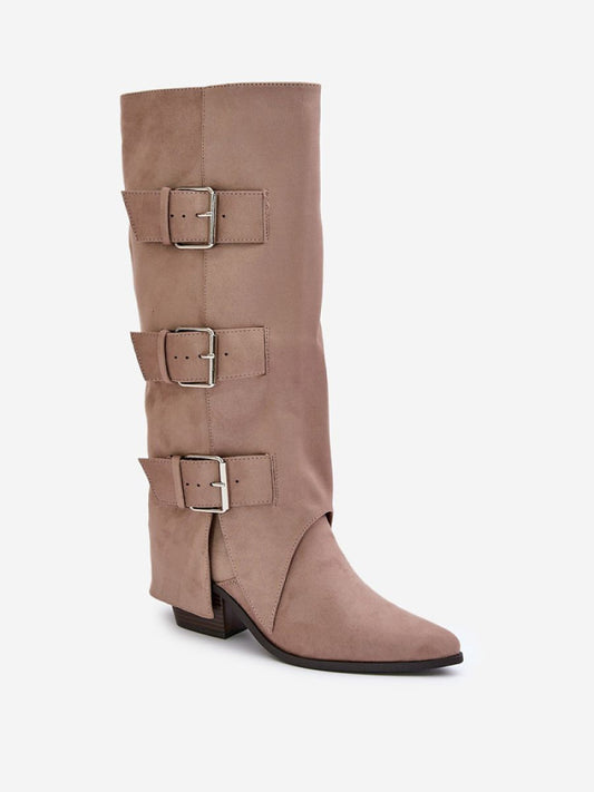 Cizme cu toc Step in style, Model 203505, Bej - material piele artificiala piele Căptușeală pătură de pantofi Footbed pătură de pantofi Înălţimea carâmbului 36.5 cm Înălţimea tocului 6 cm