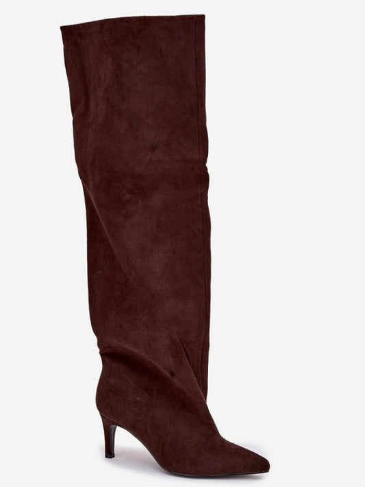 Cizme cu toc Step in style, Model 216996, Maro - material piele artificiala piele Căptușeală pânză Footbed pătură de pantofi Înălţimea carâmbului 57 cm Înălţimea tocului 7 cm