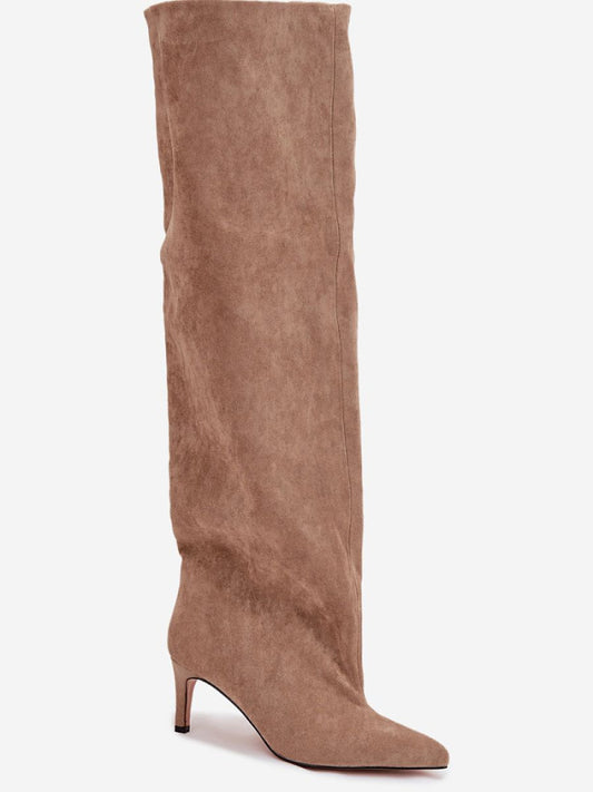 Cizme cu toc Step in style, Model 216997, Bej - material piele artificiala piele Căptușeală pânză Footbed pătură de pantofi Înălţimea carâmbului 57 cm Înălţimea tocului 7 cm