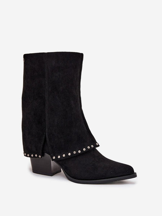 Cizme cu toc Step in style, Model 218489, Negru - material piele artificiala piele Căptușeală pătură de pantofi Footbed pătură de pantofi Înălţimea carâmbului 20 cm Înălţimea tocului 7 cm