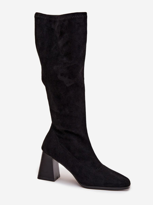 Cizme cu toc Step in style, Model 219590, Negru - material piele artificiala piele Căptușeală pânză Footbed pătură de pantofi Înălţimea carâmbului 38.5 cm Înălţimea tocului 8 cm