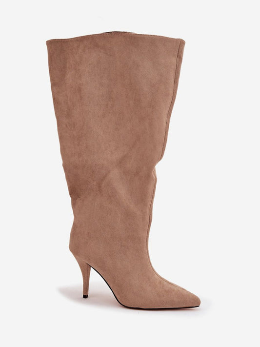 Cizme cu toc Step in style, Model 219854, Bej - material piele artificiala piele Footbed pânză Înălţimea carâmbului 41 cm Înălţimea tocului 9.5 cm