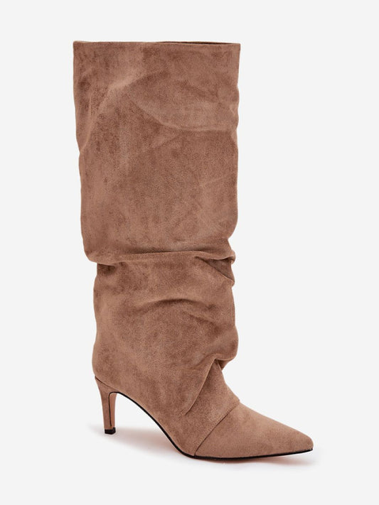 Cizme cu toc Step in style, Model 221153, Bej - material piele artificiala piele Căptușeală pătură de pantofi Footbed pătură de pantofi Înălţimea carâmbului 37 cm Înălţimea tocului 7 cm