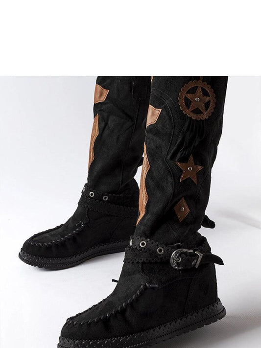 Cizme talpă tip pană Solea, Model 205786, Negru