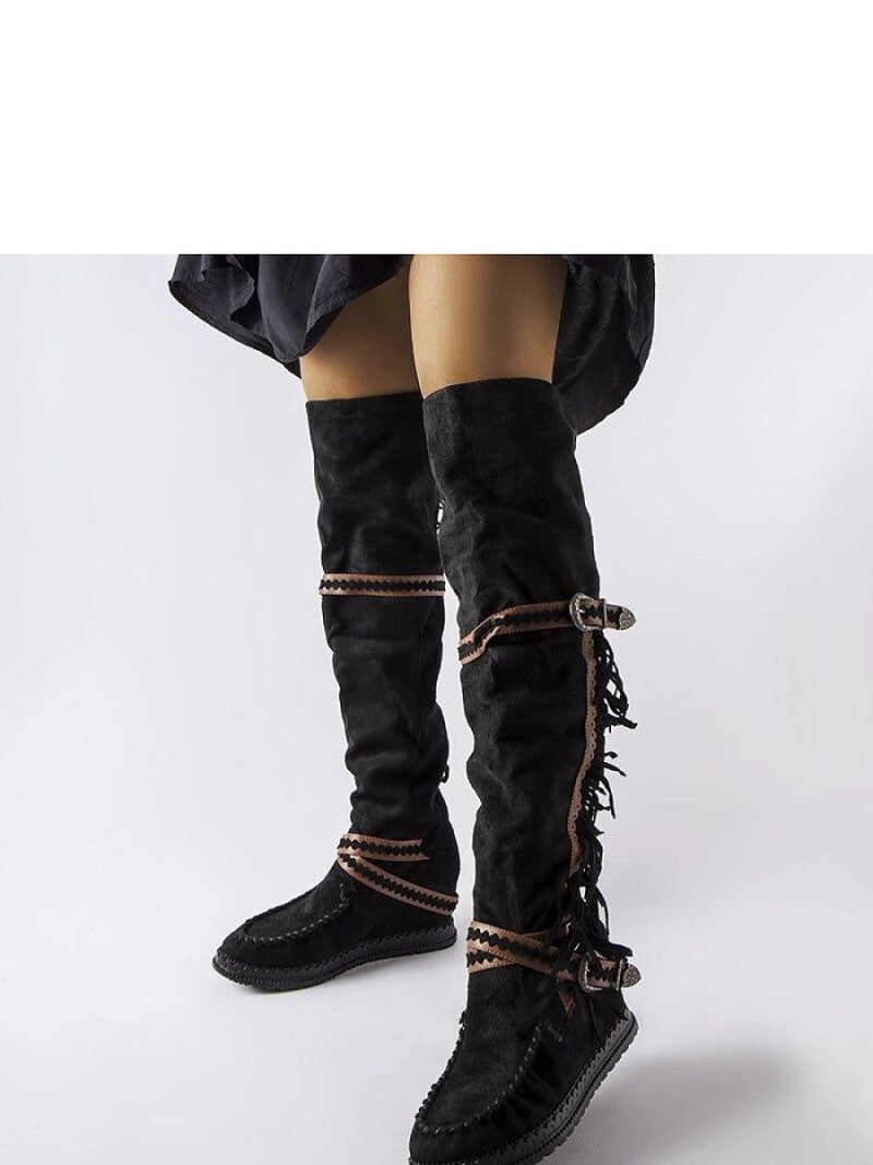 Cizme talpă tip pană Solea, Model 205788, Negru