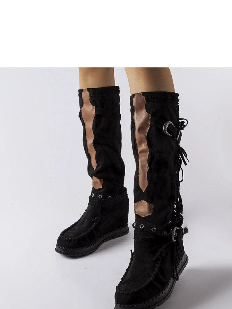 Cizme talpă tip pană Solea, Model 205791, Negru