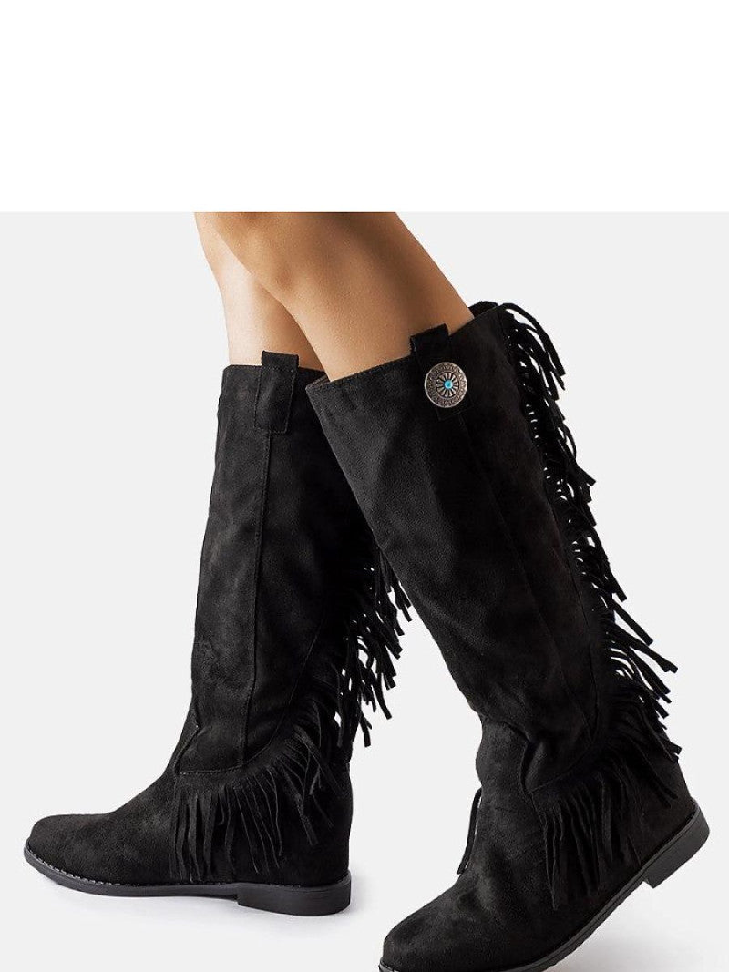 Cizme talpă tip pană Solea, Model 205872, Negru