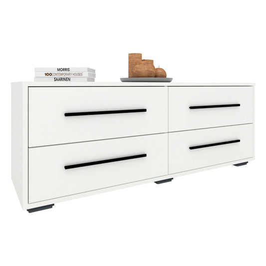 Comoda TV haaus Siena, 4 Sertare, Alb, 120 x 35 x 45 cm