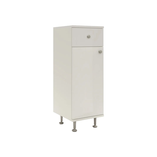 Corp Baie haaus Zaria, 1 Sertar, 1 Usa, Alb lucios/Alb, MDF, L 30 x l 35 x H 85 cm
