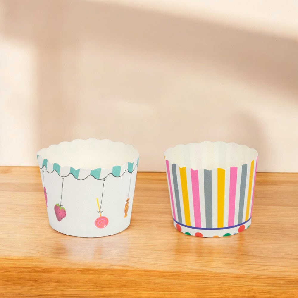Cutie mică rotundă deschisă cu design - model 3 dungi (set 50 buc)