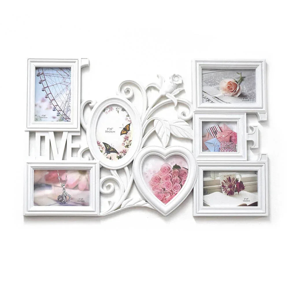 Rama foto colaj 7 poze, Love, D1415 Alb - 221.ro