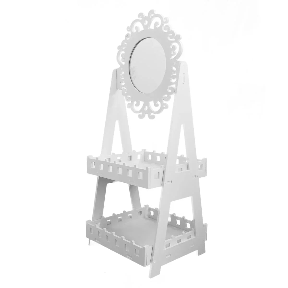 Suport pentru articole diverse, cu oglinda si 2 rafturi, Naimeed D22, culoare Alb, 100 x 40,5 x 36 cm - 221.ro