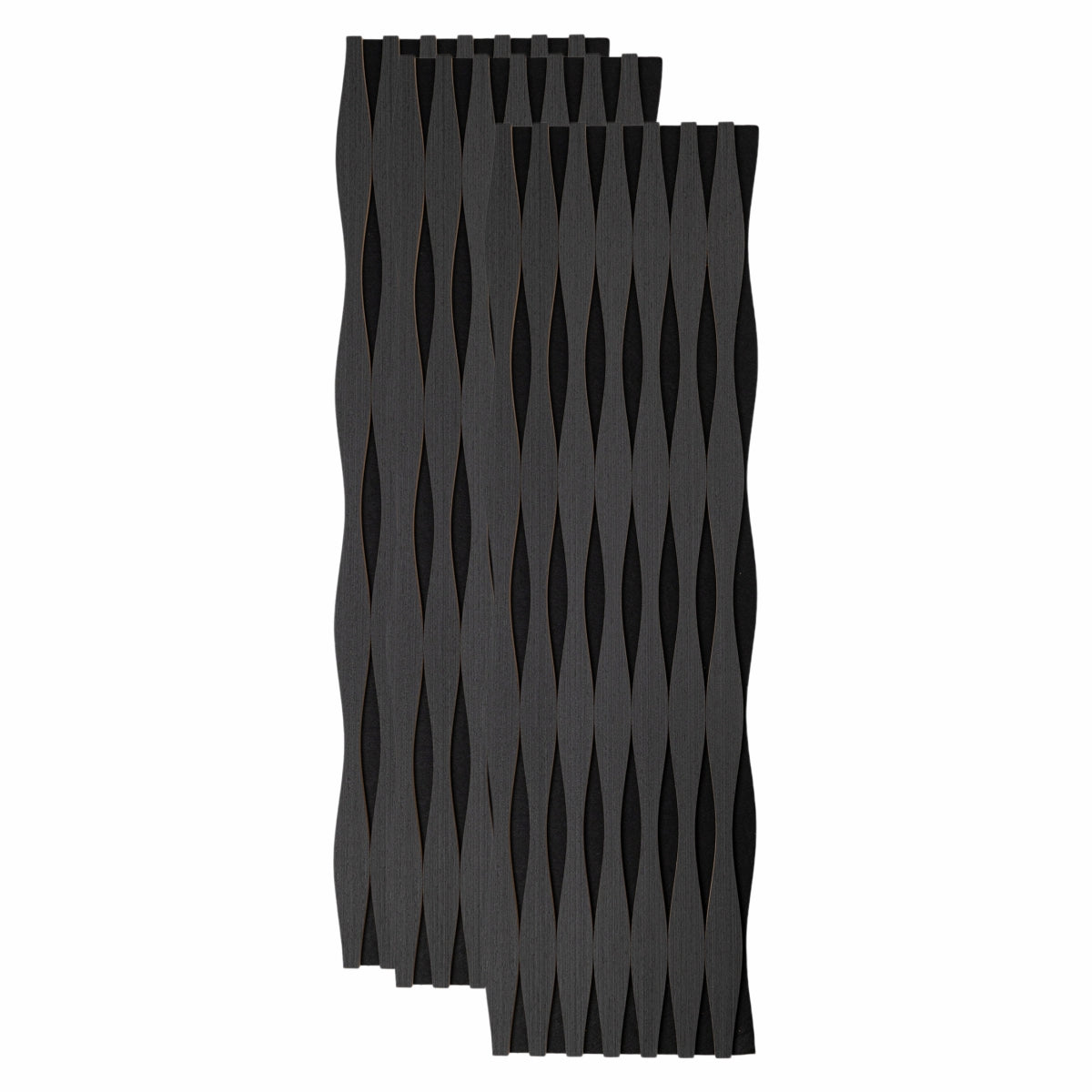 Set 3 Panouri riflaj acustic decorativ, MDF si pasla, Naimeed D6251, 240x30x1.8cm, Stejar Negru