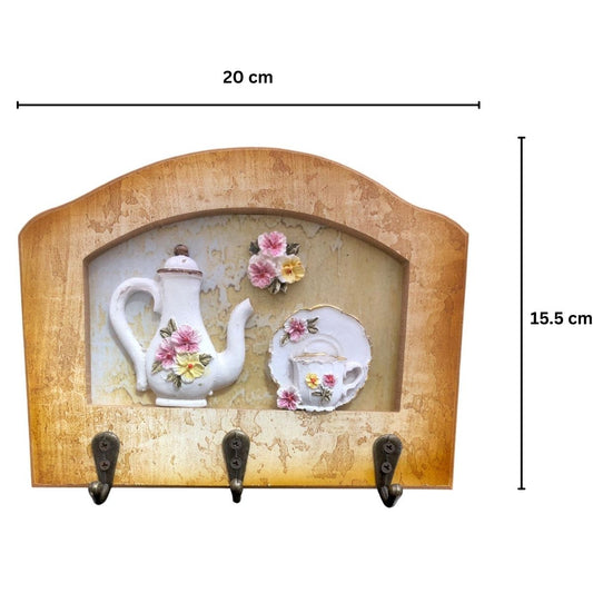 Cuier decorativ cu 3 carlige, Naimeed D65-1, 20x15.5x0.8 cm, Maro - 221.ro