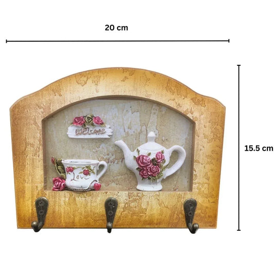 Cuier decorativ cu 3 carlige, Naimeed D65-2, 20x15.5x0.8 cm, Maro - 221.ro
