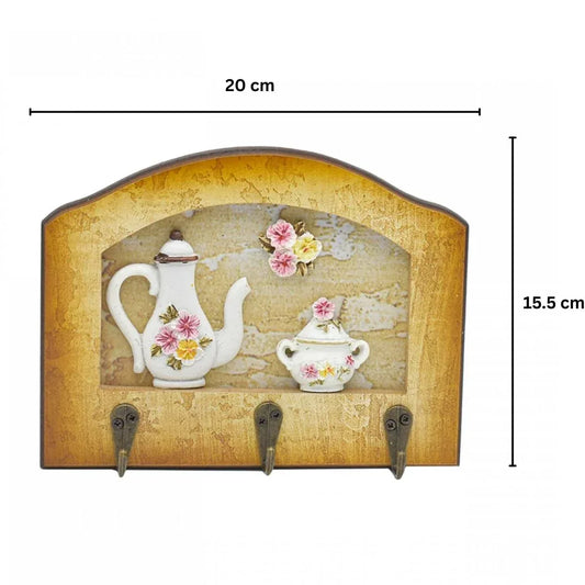 Cuier decorativ cu 3 carlige, Naimeed D65-5, 20x15.5x0.8 cm, Maro - 221.ro