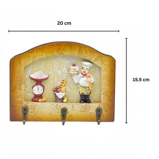 Cuier decorativ cu 3 carlige, Naimeed D65-6, 20x15.5x0.8 cm, Maro - 221.ro