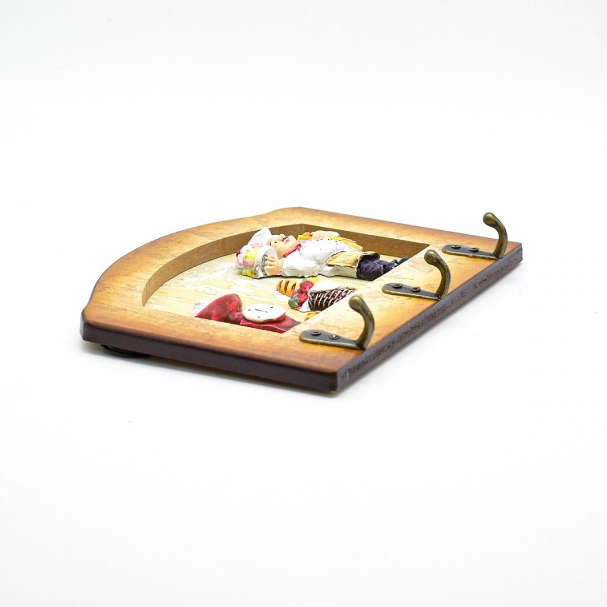 Cuier decorativ cu 3 carlige, Naimeed D65-6, 20x15.5x0.8 cm, Maro