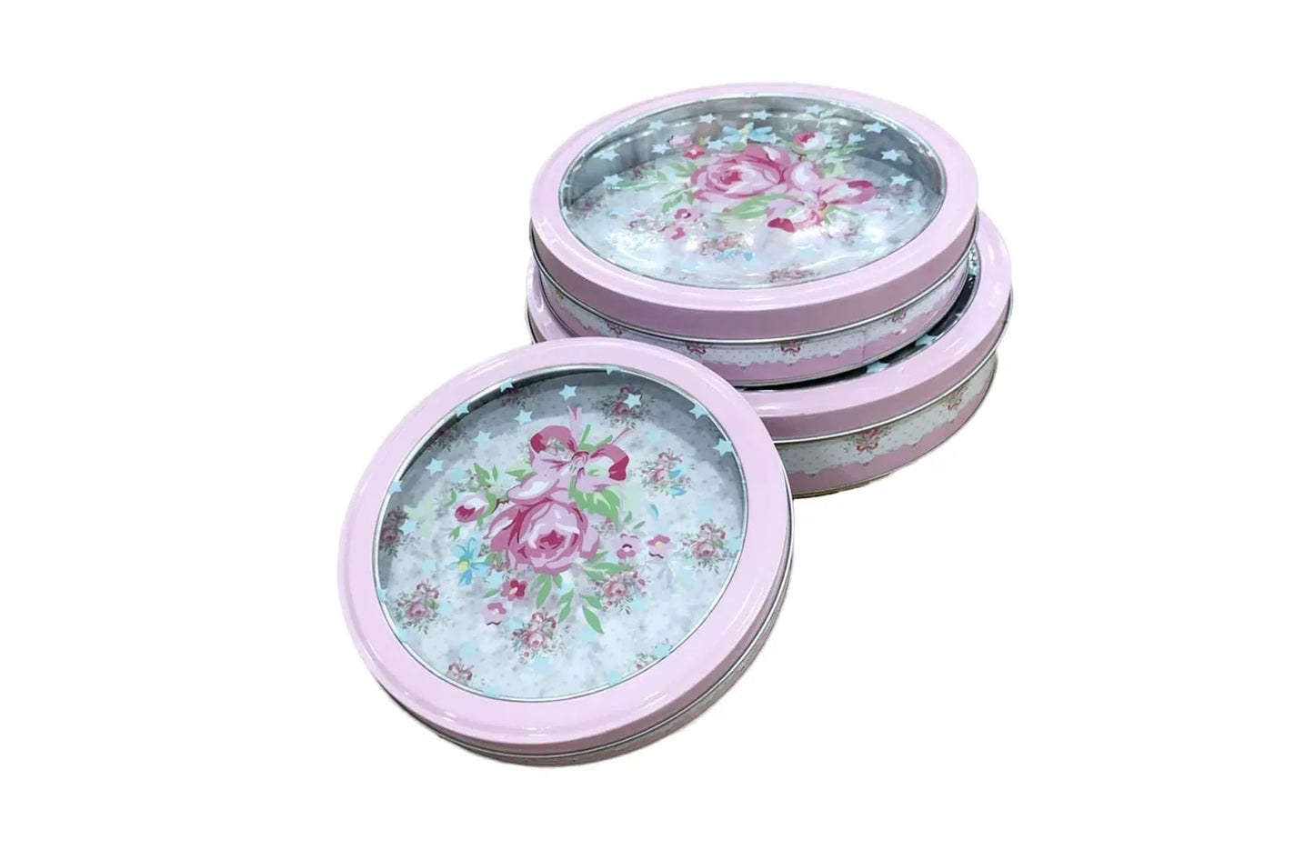 Set 3 piese, cutie depozitare din metal D2627, 22x22x5 cm - 221.ro