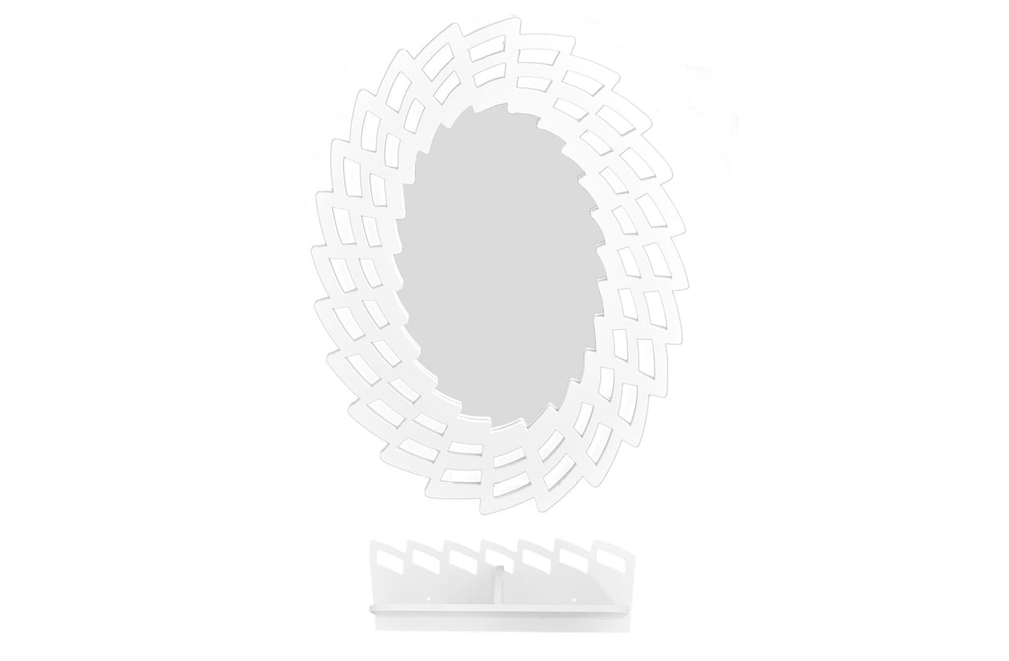 Set oglinda cu etajera, D25, culoare Alb, 55,5 x 40 cm