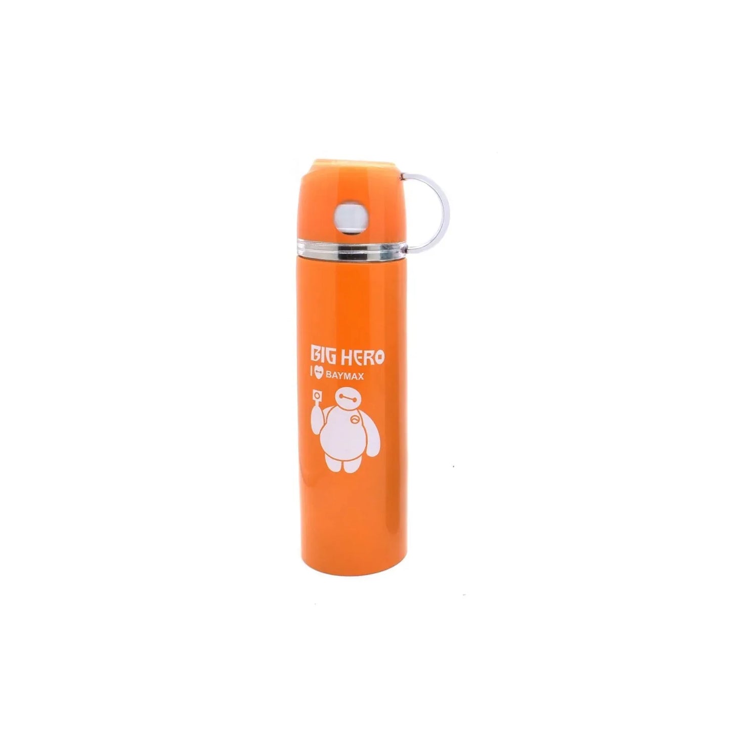 Termos vacuum cu canita pentru copii, bauturi reci sau calde, Angel baby, 350ml, portocaliu - 221.ro