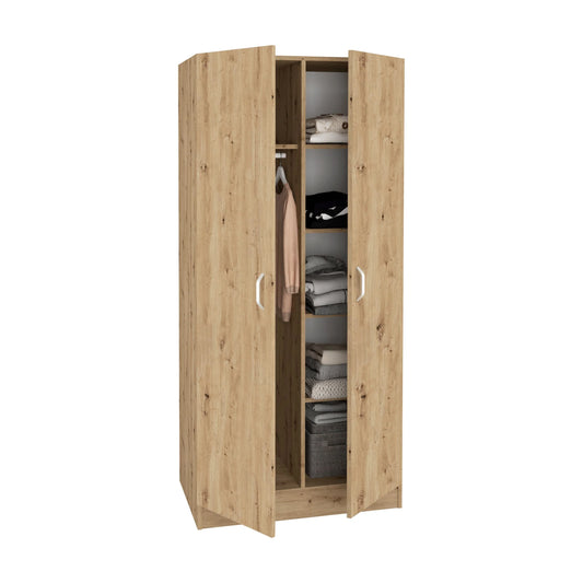 Dulap haaus Remi, 2 Usi, cu polite, Stejar Artisan, 80 x 51 x 170 cm