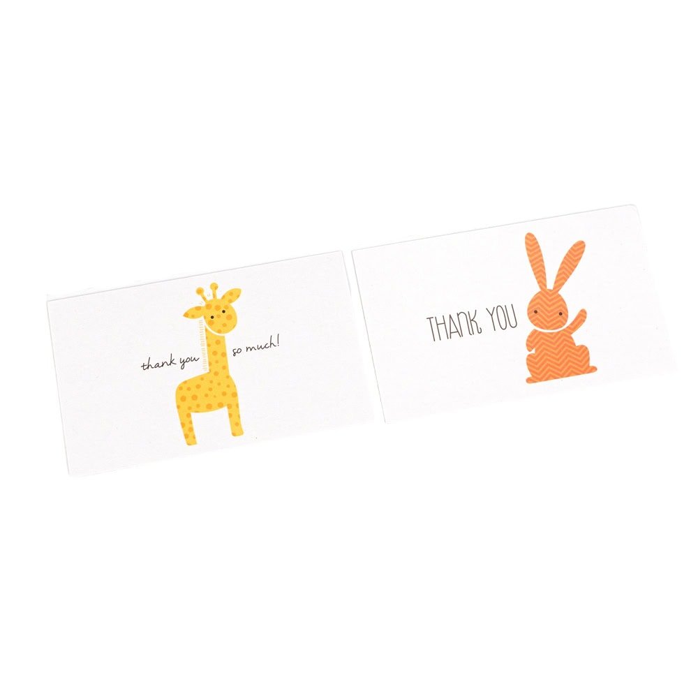 Felicitări hârtie pentru copii cu mesaj Thank you - model girafă (set 50 buc)