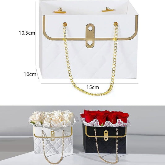 Gentuță model romburi cu lănțișor auriu - alb (set 10 buc)