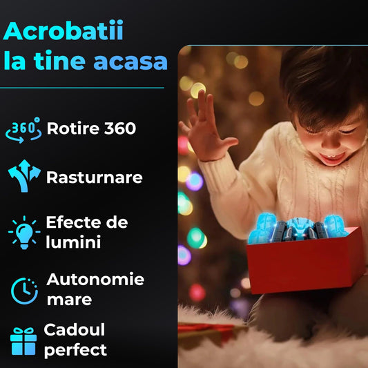 Masina cu telecomanda cu Rotire 360°, Timebox, 4WD, Off-road, lumini LED, Albastru